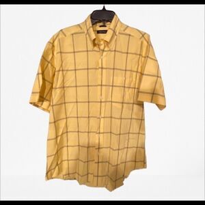 Nautica yellow mens button down short sleeve